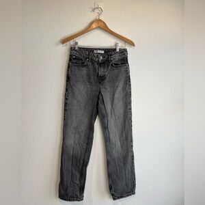 Zara high rise gray straight jeans button closure 4 28